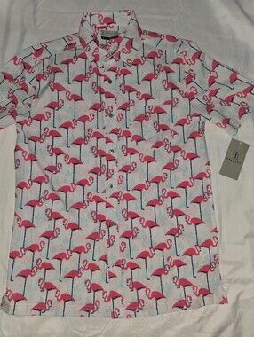 PGA TOUR Fink Print Button Up Shirt Size Small